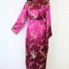 70's Vintage Mandarin Cocktail Dress - Plum & Golden Blossom - Size S/M
