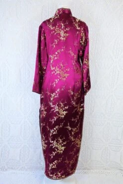70's Vintage Mandarin Cocktail Dress - Plum & Golden Blossom - Size S/M 13 70's Vintage Mandarin Cocktail Dress - Plum & Golden Blossom - Size S/M -KIKIS Clothing Shop IMG 2778 3ff21c2a 6494 4496 9316 9b1e3aa1d710
