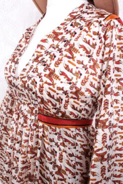 Stevie Maxi Dress - Vintage Indian Sari - Powder, Red & Amber Illustrations - XS -KIKIS Clothing Shop IMG 3271 40a9d4f5 d1ba 4fb6 9897 954828fa0211