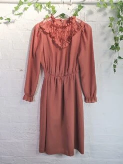 SALE Dark Dusty Pink Lace V Neck Dress - Size S/M