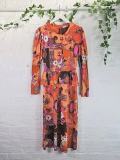 SALE 70's Floral Panel Maxi Dress - Size S/M