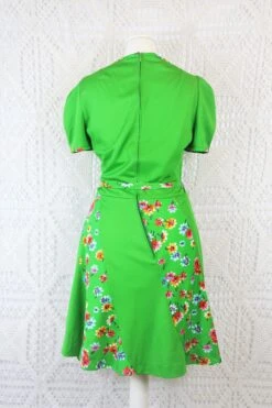 60s Vintage Mini Dress - Bright Green Florals - Size S -KIKIS Clothing Shop IMG 3802 11c05e75 4903 429a 9384 3e925d0a7938