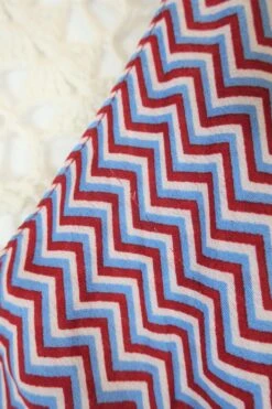 Cherry Mini Halter Dress - Red & Blue Zig-Zag Vintage Sari (Free Size) -KIKIS Clothing Shop IMG 3837 acd600a3 a541 4d39 812f 9c19aa014364