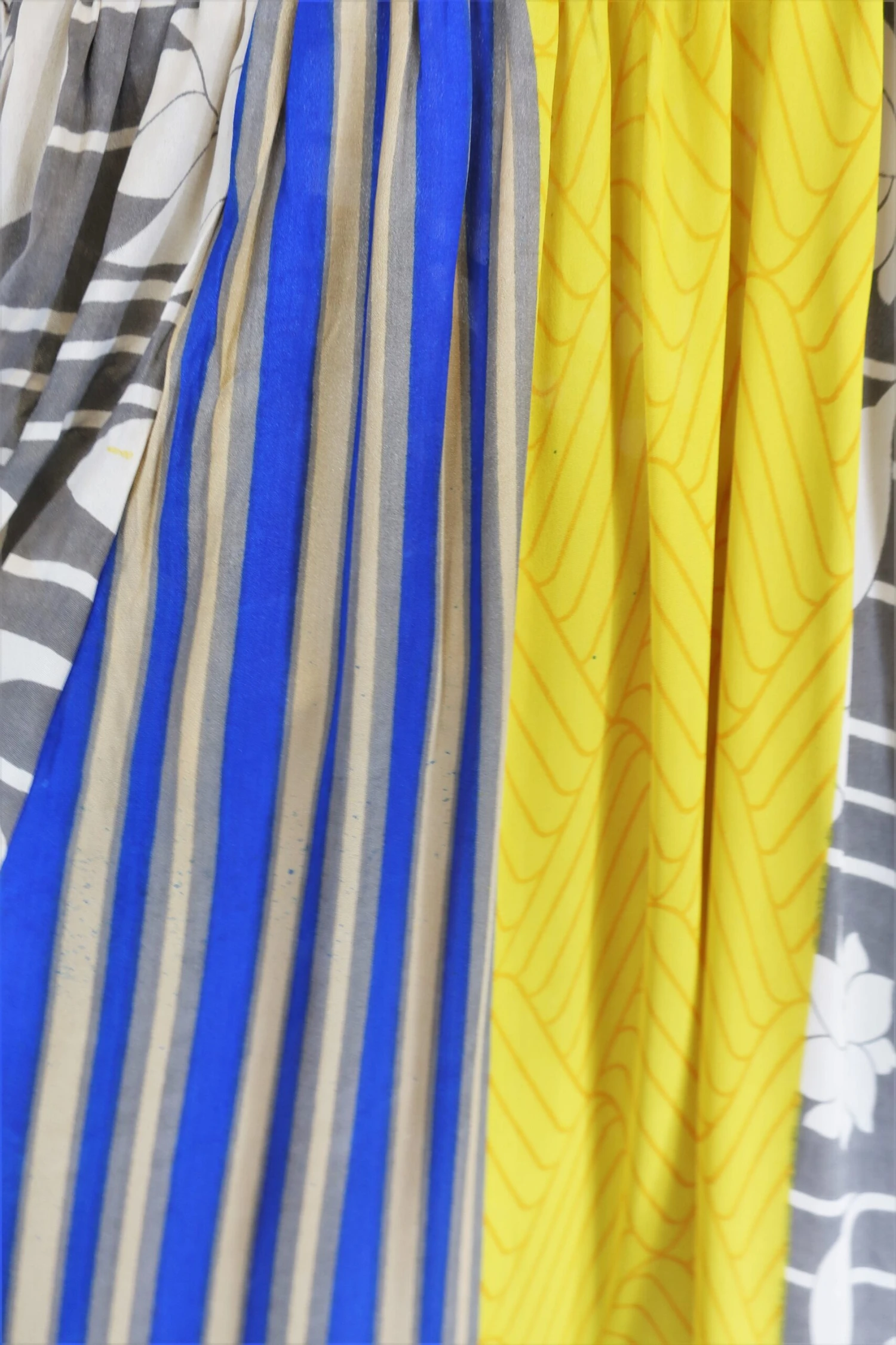 Cherry Mini Halter Dress - Grey, Blue & Lemon Floral Vintage Sari (Free Size) 6 Cherry Mini Halter Dress - Grey, Blue & Lemon Floral Vintage Sari (Free Size) - Image 6