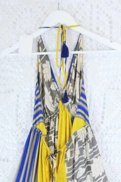 Cherry Mini Halter Dress - Grey, Blue & Lemon Floral Vintage Sari (Free Size) 9 Cherry Mini Halter Dress - Grey, Blue & Lemon Floral Vintage Sari (Free Size) -KIKIS Clothing Shop IMG 3871 a1f7d650 2b1b 4908 a311 f9302b407619