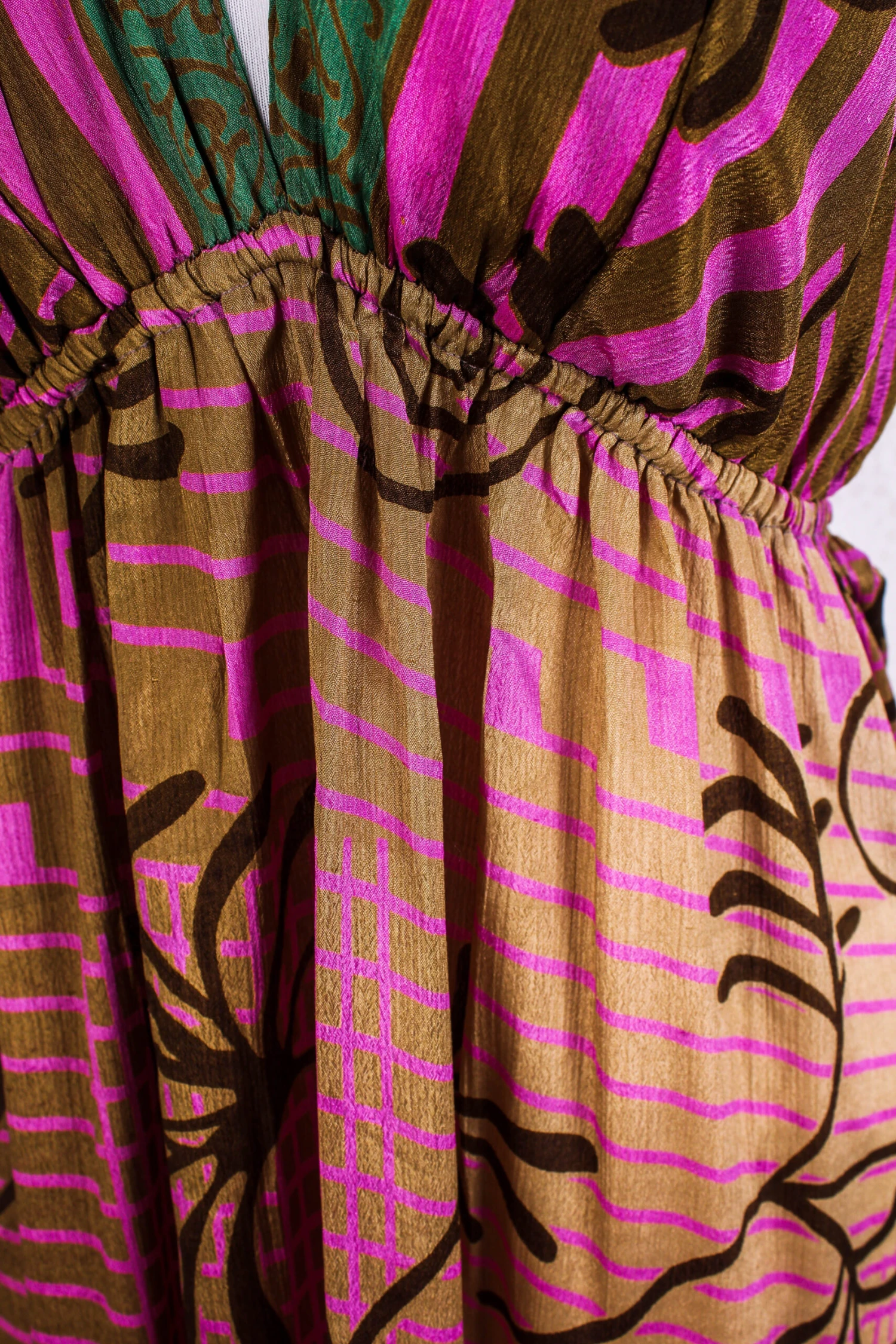 Cherry Mini Halter Dress - Sheer Peanut & Mauve Floral Vintage Sari (Free Size) 4 Cherry Mini Halter Dress - Sheer Peanut & Mauve Floral Vintage Sari (Free Size) - Image 4