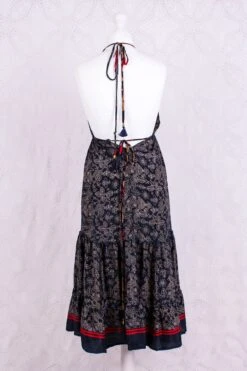 Cherry Mini Halter Dress - Midnight & Gold Illustrations Vintage Sari (Free Size) -KIKIS Clothing Shop IMG 4299 f6e11ffe e652 4ae5 bfa2 70c8357ada6c