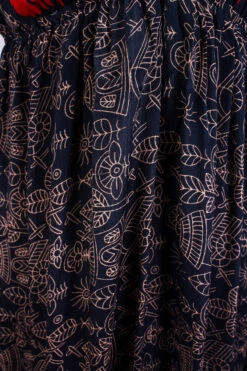 Cherry Mini Halter Dress - Midnight & Gold Illustrations Vintage Sari (Free Size) -KIKIS Clothing Shop IMG 4299a