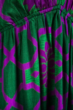 Cherry Mini Halter Dress - Green & Purple Shimmer Vintage Sari (Free Size) -KIKIS Clothing Shop IMG 4360 fb499269 2e17 42f0 8353 26e9a1dee7a6