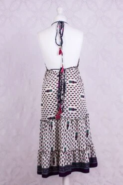 Cherry Mini Halter Dress - Cream Purple & Pink Vintage Sari (Free Size) -KIKIS Clothing Shop IMG 4586 c74c6a55 e5b3 48f2 b7c1 fbb4530f1f54