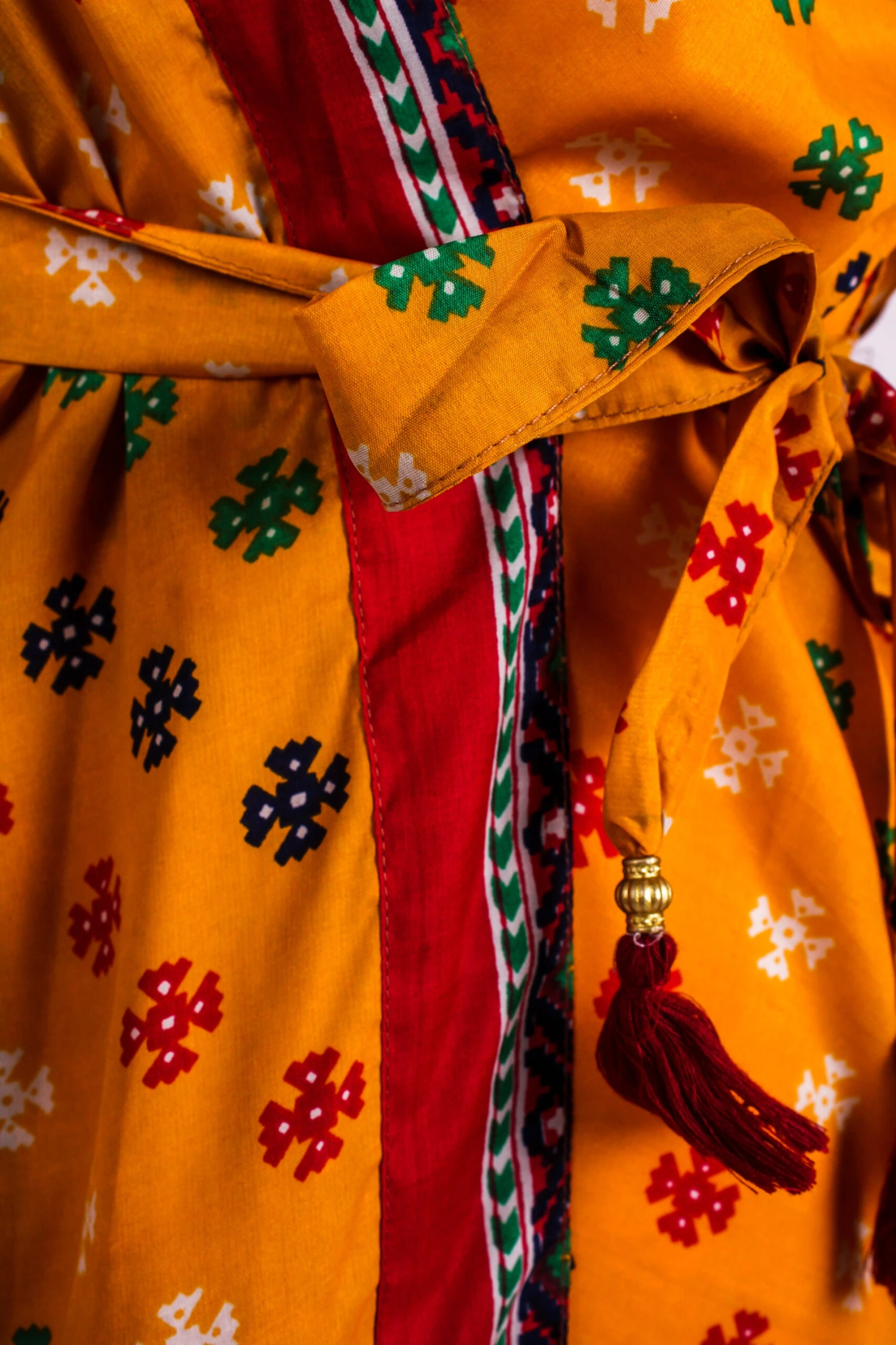 Gemini Bell Sleeve Midi Kimono/Dress - Marigold Yellow Vintage Sari - Size S/M 4 Gemini Bell Sleeve Midi Kimono/Dress - Marigold Yellow Vintage Sari - Size S/M - Image 4