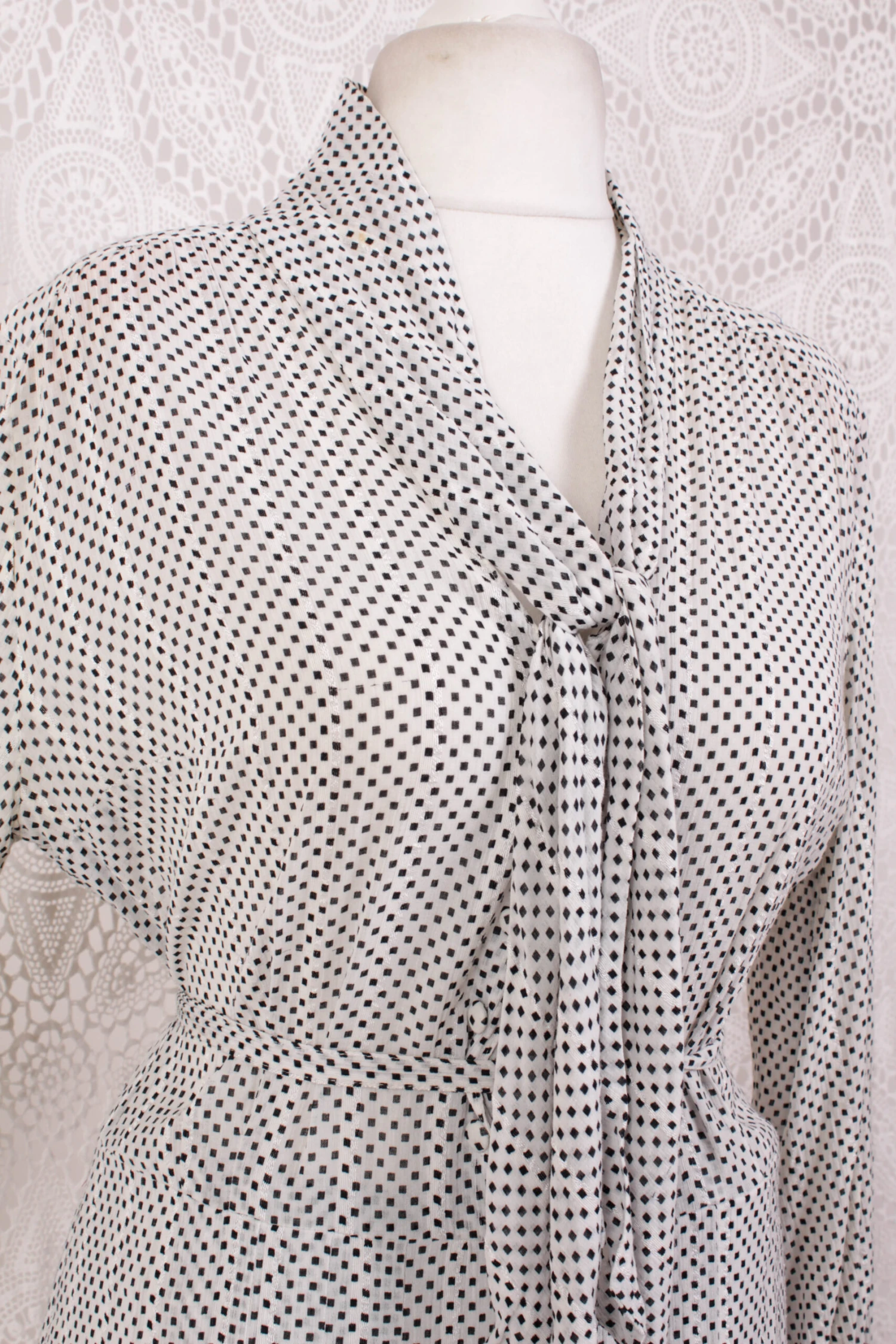 SALE Vintage Dress - Black & White Miniature Check - Size M/L 4 SALE Vintage Dress - Black & White Miniature Check - Size M/L - Image 4