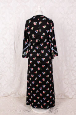 70s Vintage Dress - Deep Black & Bright Floral - Size S -KIKIS Clothing Shop IMG 4969 80f4a533 a78e 4074 9965 0e609ad32906