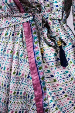 Gemini Bell Sleeve Midi Kimono/Dress - White & Mauve Shimmer Vintage Sari - Size S/M -KIKIS Clothing Shop IMG 5064