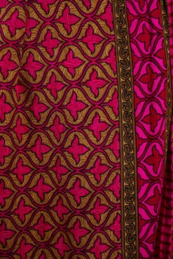 SALE Sylvia Wrap Dress - Vintage Indian Sari - Biscotti & Magenta Tile Print (XS - S/M) -KIKIS Clothing Shop IMG 5141