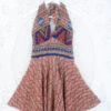 SALE Sydney Mini Halter Dress - Rust Red & Taupe - Vintage Sari - M/L