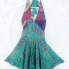 Sydney Mini Halter Dress - Sea Green Shimmer - Vintage Sari - S