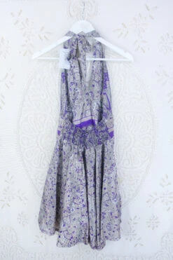 Sydney Mini Halter Dress - Amethyst & Walnut - Vintage Sari - S/M -KIKIS Clothing Shop IMG 5181 c957a3d7 25e1 4691 a23e 764559d00c79