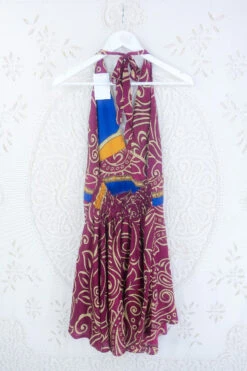 Sydney Mini Halter Dress - Plum Purple Botanical Swirls - Vintage Sari - S/M 5 Sydney Mini Halter Dress - Plum Purple Botanical Swirls - Vintage Sari - S/M -KIKIS Clothing Shop IMG 5213 7b9203a1 3ef6 4404 a20f 4eda0b5f1acd