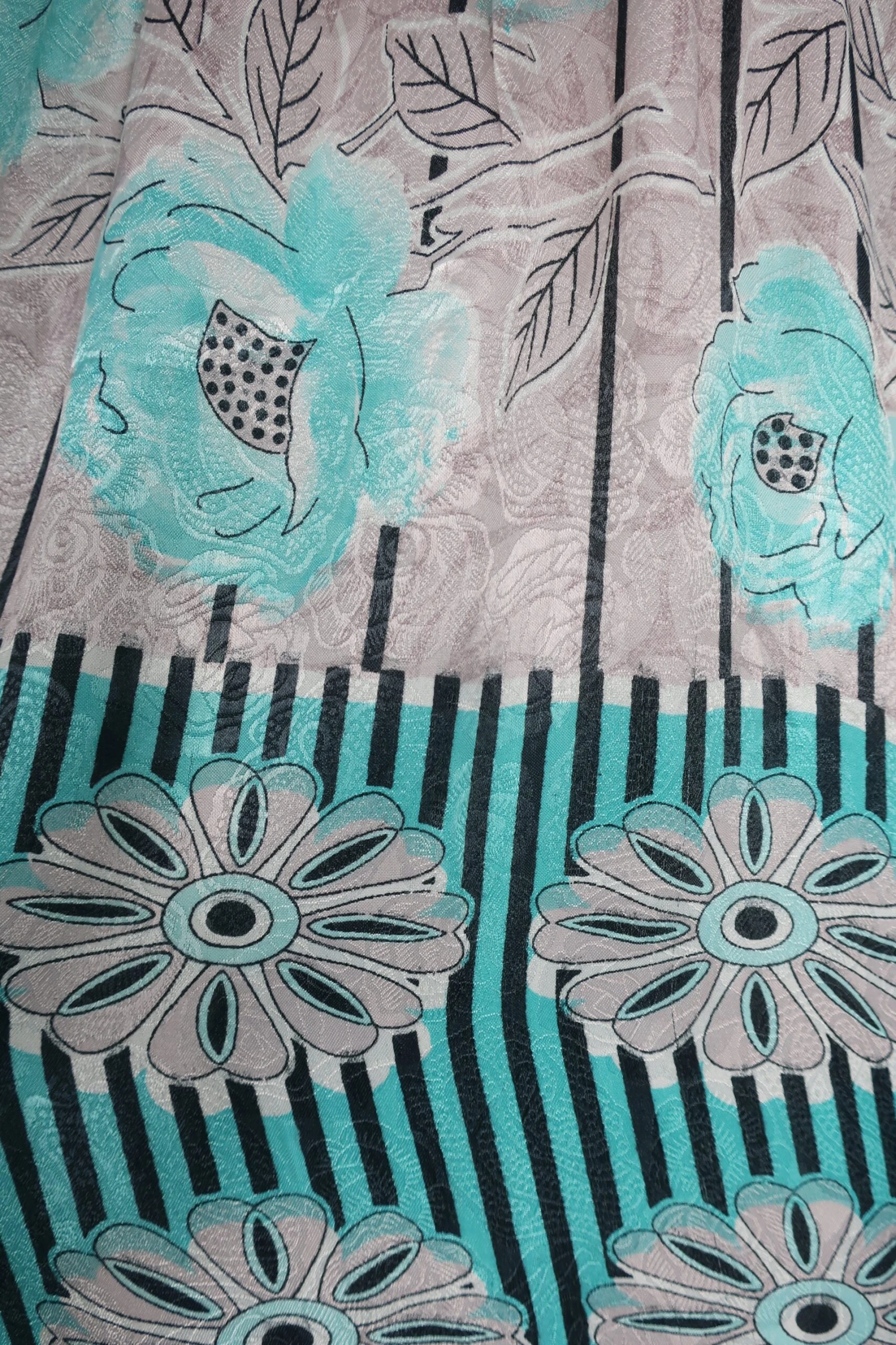 Mona Mini Dress - Vintage Indian Sari - Mauve & Aqua Floral - Free Size 4 Mona Mini Dress - Vintage Indian Sari - Mauve & Aqua Floral - Free Size - Image 4