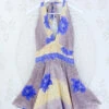 Sydney Mini Halter Dress - Violet & Sunshine Floral - Vintage Sari - M/L