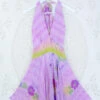 Sydney Mini Halter Dress - Sunrise Lilac & Chartreuse Floral - Vintage Sari - S/M
