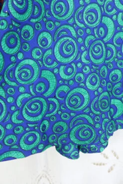 Sydney Mini Halter Dress - Aqua, Scarlet & Indigo Geometric - Vintage Sari - S -KIKIS Clothing Shop IMG 5296 1a4fccc7 6a47 4730 9818 46e5d4da717e