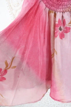 SALE - Sydney Mini Halter Dress - Pink Blush Ombre Floral - Vintage Sari - S-M -KIKIS Clothing Shop IMG 5303 a9f30bcc 737c 48c3 b5c2 bc704e54c639