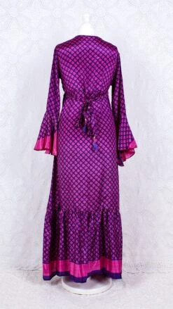 SALE Sylvia Wrap Dress - Vintage Indian Sari - Purple & Pink Floral (S/M - L) 6 SALE Sylvia Wrap Dress - Vintage Indian Sari - Purple & Pink Floral (S/M - L) -KIKIS Clothing Shop IMG 5361b