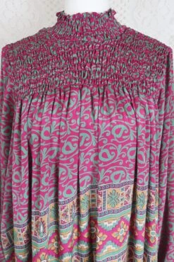 Mona Maxi Dress - Vintage Indian Sari - Magenta Pink & Sage - Free Size 10 Mona Maxi Dress - Vintage Indian Sari - Magenta Pink & Sage - Free Size -KIKIS Clothing Shop IMG 5361b 7eb9b69b ea34 4978 970e f714bafcc92e