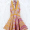 Sydney Mini Halter Dress - Turmeric, Mink & Magenta - Vintage Sari - S/M
