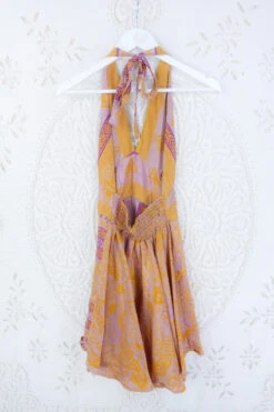 Sydney Mini Halter Dress - Turmeric, Mink & Magenta - Vintage Sari - S/M -KIKIS Clothing Shop IMG 5365 c2984839 2588 4815 baf2 b1138e27ad31