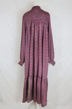Mona Maxi Dress - Vintage Indian Sari - Magenta Pink & Sage - Free Size 13 Mona Maxi Dress - Vintage Indian Sari - Magenta Pink & Sage - Free Size -KIKIS Clothing Shop IMG 5365b
