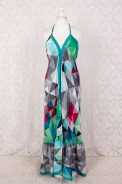 Blossom Halter-Neck Maxi Dress - Vibrant Geometric Graphic Print - Free Size S/M -KIKIS Clothing Shop IMG 5383 43299bdb 3fa2 474b b3bd b8f1a0928a39
