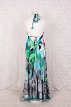 Blossom Halter-Neck Maxi Dress - Vibrant Geometric Graphic Print - Free Size S/M -KIKIS Clothing Shop IMG 5385 f7f9a51c a804 435c afb6 fc9d6a4c3d04