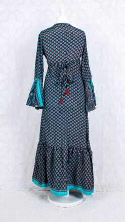 SALE Sylvia Wrap Dress - Vintage Indian Sari - Maroon & Baby Blue (S - L) 6 SALE Sylvia Wrap Dress - Vintage Indian Sari - Maroon & Baby Blue (S - L) -KIKIS Clothing Shop IMG 5440b