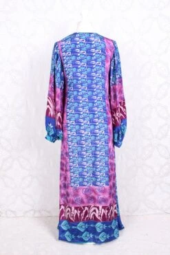 Lola Long Wrap Dress - Vintage Indian Sari - Cornflower, Sky & Magenta Rose Bud - XL 8 Lola Long Wrap Dress - Vintage Indian Sari - Cornflower, Sky & Magenta Rose Bud - XL -KIKIS Clothing Shop IMG 5461 4dbafd07 041c 481c 9234 dc30e8d86e51