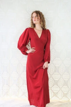 Khroma Lola Wrap Dress - Ruby Red -KIKIS Clothing Shop IMG 5503b 686bdbee 6a73 4e8c a3b9 761de6116a2b
