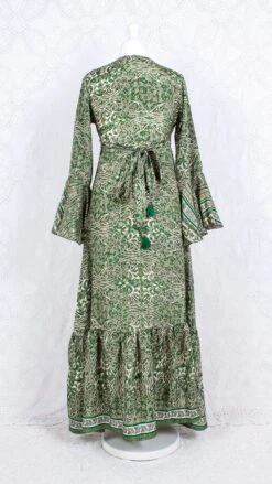SALE Sylvia Wrap Dress - Vintage Indian Sari - Olive Basil & Ivory Floral (XS - S) 6 SALE Sylvia Wrap Dress - Vintage Indian Sari - Olive Basil & Ivory Floral (XS - S) -KIKIS Clothing Shop IMG 5508b