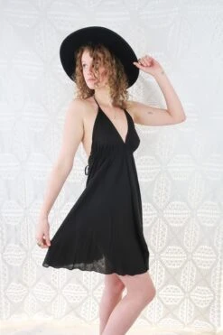 Khroma Medusa Mini Halter Dress - Jet Black - Free Size