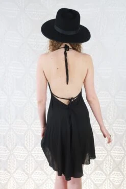 Khroma Medusa Mini Halter Dress - Jet Black - Free Size -KIKIS Clothing Shop IMG 5555n