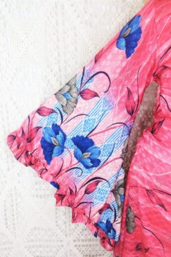 Venus Maxi Wrap Dress - Blossom Pink Floral Shimmer Vintage Sari - S - M/L -KIKIS Clothing Shop IMG 5557 b6bc15e6 f7a6 49ee 9e9c 9122de98960b