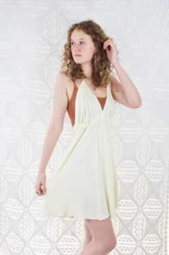 Khroma Medusa Mini Halter Dress - Light Cream - Free Size