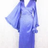 Venus Maxi Wrap Dress - Deep Purple & Blue Iridescent Floral Vintage Sari - XS - S/M