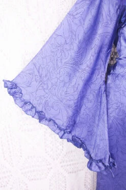 Venus Maxi Wrap Dress - Deep Purple & Blue Iridescent Floral Vintage Sari - XS - S/M -KIKIS Clothing Shop IMG 5623 540702cf dc0d 4be8 a0b0 1100c58815da