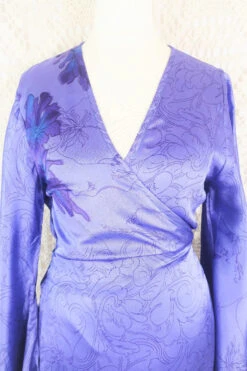 Venus Maxi Wrap Dress - Deep Purple & Blue Iridescent Floral Vintage Sari - XS - S/M -KIKIS Clothing Shop IMG 5624 afe38700 8ecb 427b 9685 53aa2adde06d