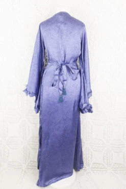 Venus Maxi Wrap Dress - Deep Purple & Blue Iridescent Floral Vintage Sari - XS - S/M -KIKIS Clothing Shop IMG 5627 b74a13c5 a819 4b0a 99c8 f8620c0ff5c5