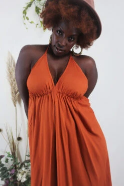Khroma Medusa Midi Halter Dress - Fiery Orange - Free Size -KIKIS Clothing Shop IMG 5681 58439489 9cbb 40ee 8e98 268974c2b74e