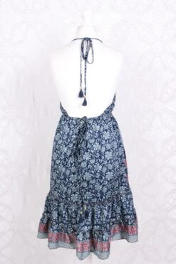 Cherry Mini Halter Dress - Indian Sari - Navy, Salmon & Fossil Floral 7 Cherry Mini Halter Dress - Indian Sari - Navy, Salmon & Fossil Floral -KIKIS Clothing Shop IMG 5684 038226d7 85bf 413c addb a956decda93d