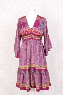 Lunar Mini Dress - Vintage Indian Sari - Deep Purple & Ivory Tile Print - Free Size M/L 7 Lunar Mini Dress - Vintage Indian Sari - Deep Purple & Ivory Tile Print - Free Size M/L -KIKIS Clothing Shop IMG 5863 b5776f2d f97a 4547 9d82 ed96cee7379b